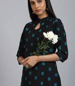 Janasya Black printed cotton ethnic kurtis