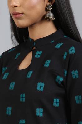 Janasya Black printed cotton ethnic kurtis 5