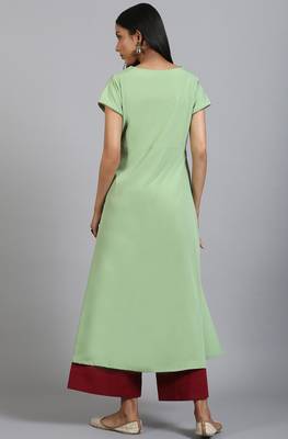 Janasya Light-green printed crepe ethnic-kurtis 4