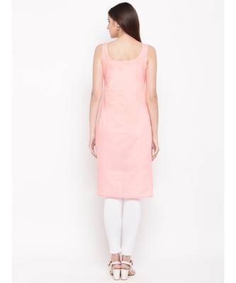 Ada Hand Embroidered Peach Faux Georgette Lucknowi Chikankari Women Kurta with Slip - A114344 6