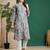 Hand Embroidered Grey Cotton Lucknowi Chikankari Women Kurta