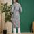 Hand Embroidered Grey Cotton Lucknowi Chikankari Women Kurta