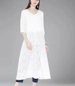 Hand Embroidered White Cotton Angarkha Lucknow Chikankari Women Kurta