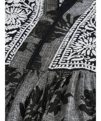 Ada Hand Embroidered Black Cotton Lucknowi Chikan A Line Women Kurta - A100459 4