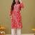 Hand Embroidered Pink Cotton Lucknowi Chikan Women Kurta