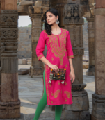 Ada Hand Embroidered Magenta Cotton Lucknow Chikan Women Kurta - A223842