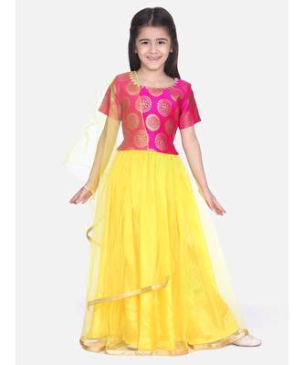red Chiffon Brocade Lehenga choli for Girls 1