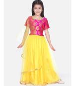 red Chiffon Brocade Lehenga choli for Girls