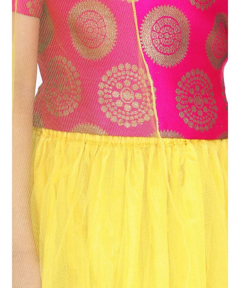 red Chiffon Brocade Lehenga choli for Girls