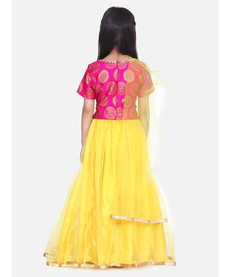 red Chiffon Brocade Lehenga choli for Girls 6