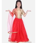 white Jacquard Top with Net Lehenga