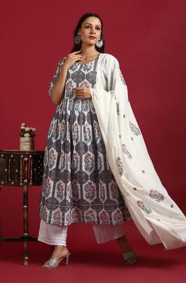 White floral print cotton salwar 1