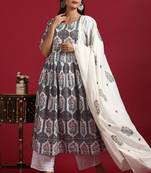 White floral print cotton salwar