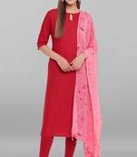 Janasya Maroon plain rayon salwar