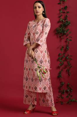 Janasya Pink ikat cotton salwar 1