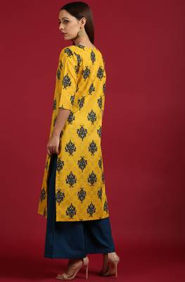 Janasya Yellow floral print cotton salwar 2