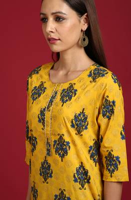 Janasya Yellow floral print cotton salwar 3