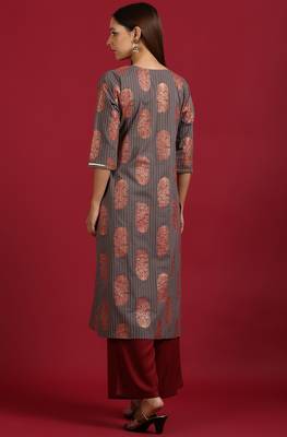 Janasya Grey printed cotton salwar 2