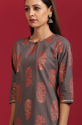 Janasya Grey printed cotton salwar 3