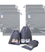 atorakushon   Fabric Shoe Cover Travelling Storage Bag Footwear Wardrobe Organizer Pouch Pack of 6 (Grey)