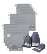 atorakushon   Fabric Shoe Cover Travelling Storage Bag Footwear Wardrobe Organizer Pouch Pack of 12 (Grey)