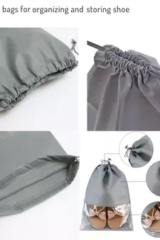 atorakushon   Fabric Shoe Cover Travelling Storage Bag Footwear Wardrobe Organizer Pouch Pack of 12 (Grey)