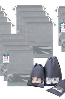 atorakushon   Fabric Shoe Cover Travelling Storage Bag Footwear Wardrobe Organizer Pouch Pack of 18 (Grey)