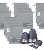 atorakushon   Fabric Shoe Cover Travelling Storage Bag Footwear Wardrobe Organizer Pouch Pack of 18 (Grey)