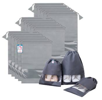 atorakushon   Fabric Shoe Cover Travelling Storage Bag Footwear Wardrobe Organizer Pouch Pack of 24 (Grey) 1