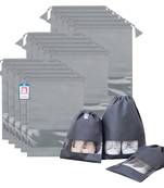 atorakushon   Fabric Shoe Cover Travelling Storage Bag Footwear Wardrobe Organizer Pouch Pack of 24 (Grey)
