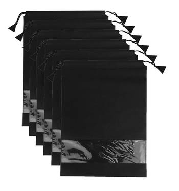 atorakushon   Fabric Shoe Cover Travelling Storage Bag Footwear Wardrobe Organizer Pouch Pack of 6 (black) 1