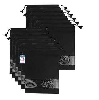 atorakushon   Fabric Shoe Cover Travelling Storage Bag Footwear Wardrobe Organizer Pouch Pack of 12 (black) 1