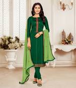 Green embroidered silk cotton salwar