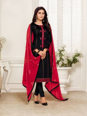 Black embroidered silk cotton salwar 1