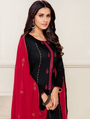 Black embroidered silk cotton salwar 2
