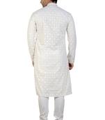 White embroidered georgette kurta-pajama