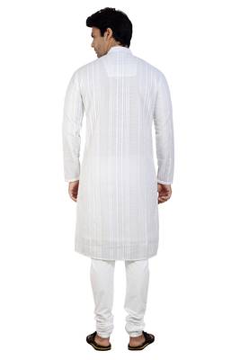White embroidered georgette kurta-pajama 2