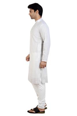 White embroidered georgette kurta-pajama 3