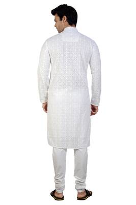 White embroidered georgette kurta-pajama 2