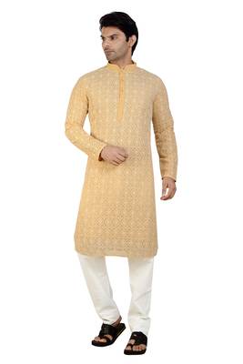 Fawn embroidered georgette kurta-pajama 1