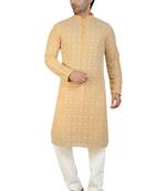 Fawn embroidered georgette kurta-pajama