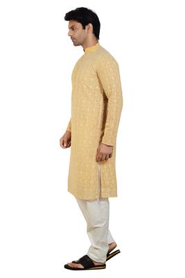 Fawn embroidered georgette kurta-pajama 3