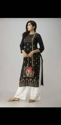 Rayon gold printed ethnic kurti with plazo 1