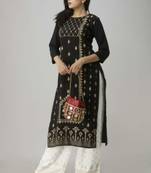 Rayon gold printed ethnic kurti with plazo