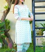 Rayon embroidered ethnic kurti with plazo 