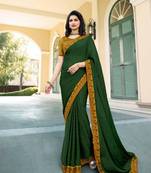 Mehendi embroidered silk saree with blouse