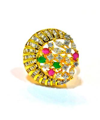 Multi Gemstone Golden Cocktail Ring 1