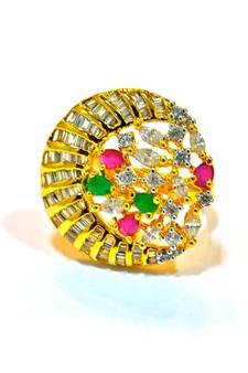 Multi Gemstone Golden Cocktail Ring