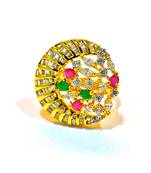 Multi Gemstone Golden Cocktail Ring
