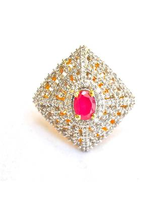 Modern Ruby Diamond Cocktail Ring 1